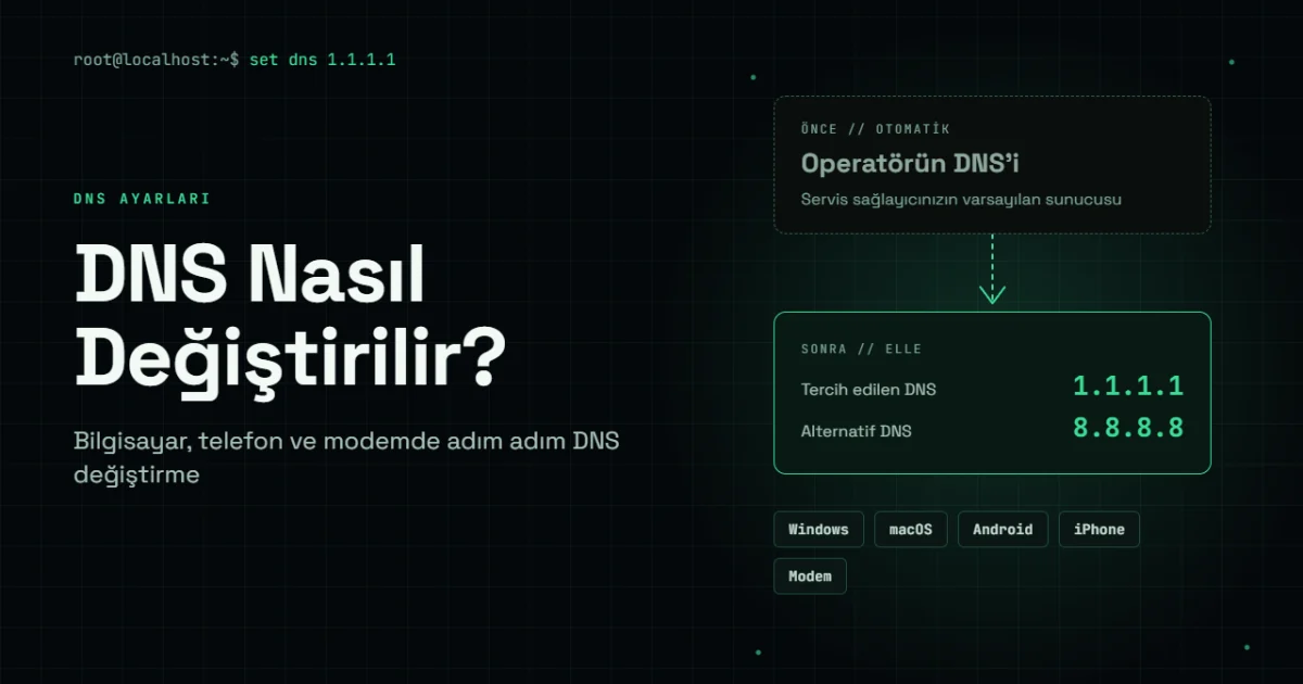 DNS Nasıl Değiştirilir? Bilgisayar, Telefon ve Modemde DNS Değiştirme